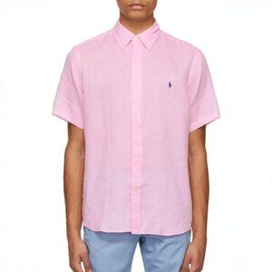 POLO Ralph Lauren  pink linen classic short sleeve shirt L